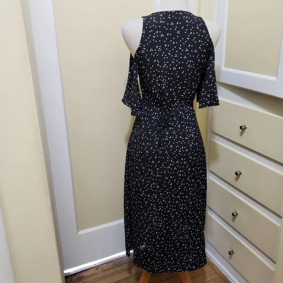 Wrap Dress by Flynn Skye Black & Cream Peek-a-Boo Shoulders Small - Picture 5 of 6